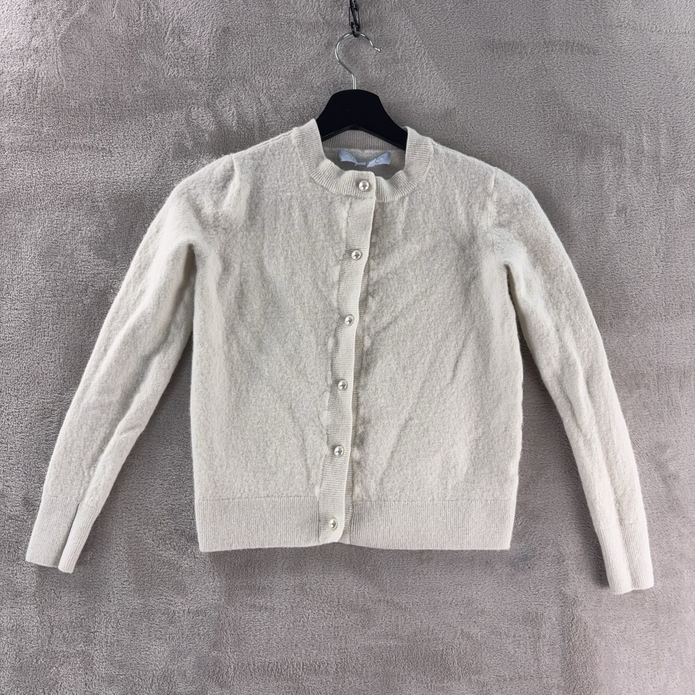 Hill House Home The Audrey Cardigan Womens‎ Size XS White Merino Wool Soft